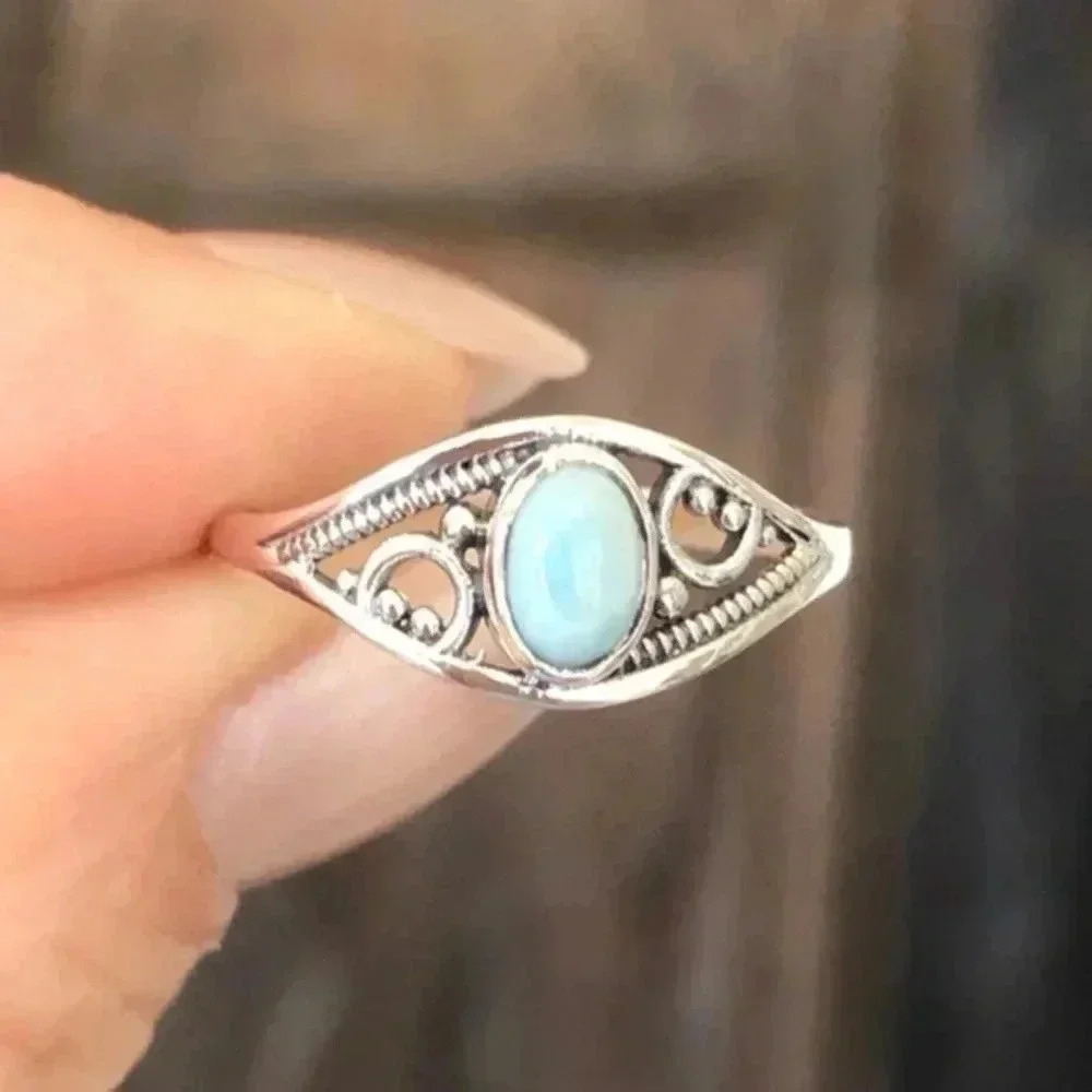 Serene Blue Larimar 925 Sterling Silver Ring NWT